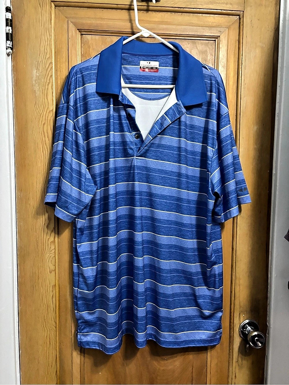 Grand Slam Performance Blue Striped Golf Polo